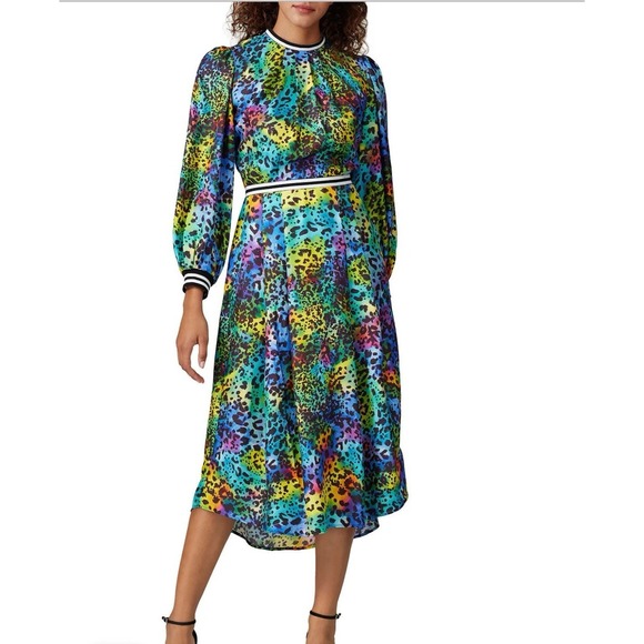 HUNTER BELL Dresses & Skirts - HUNTER BELL Multicolored Leopard Printed 100% Silk Leopard Casper Dress size 8